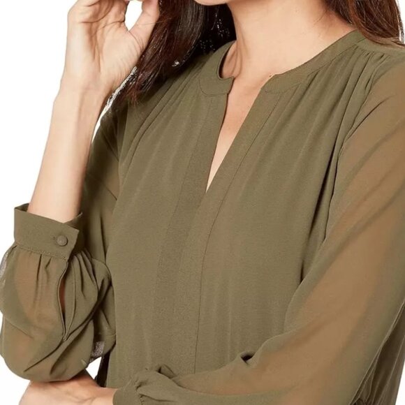 Vince Camuto Solid Long-Sleeve Split-Neck Tiered baby Doll Dress Size 2X - Picture 3 of 15